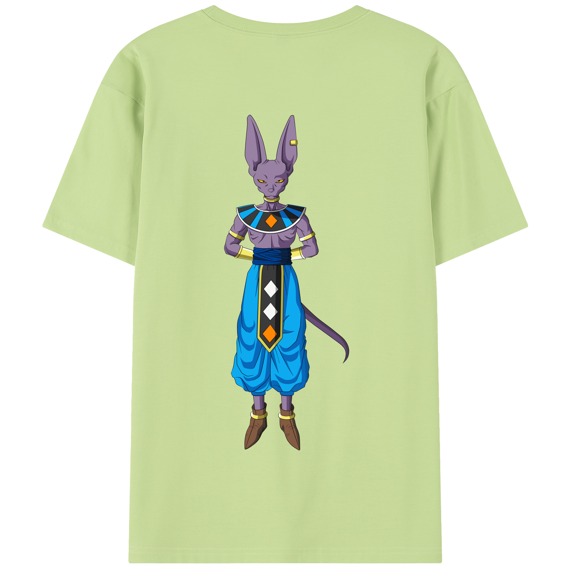 （画像用） ドラゴンボール ビルス 破壊神ビルス DRAGON BALL Beerus Birusu 綿100％半袖Tシャツ（背面プリント）